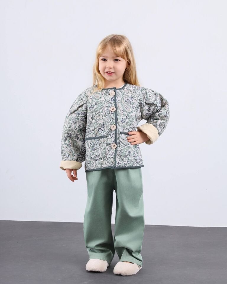 Kapitone Çicekli Ceket 9-10 YAŞ