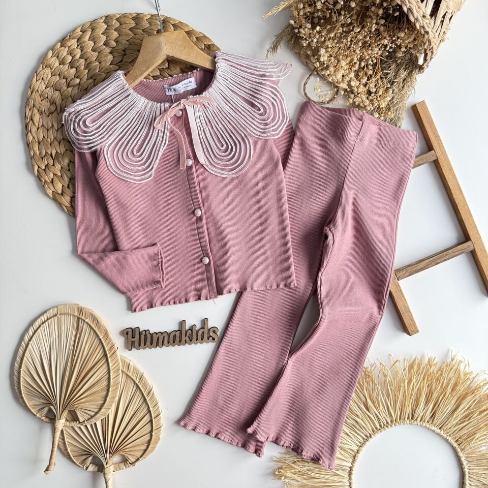 Yaka Detaylı Pembe Takım 7-8 YAŞ