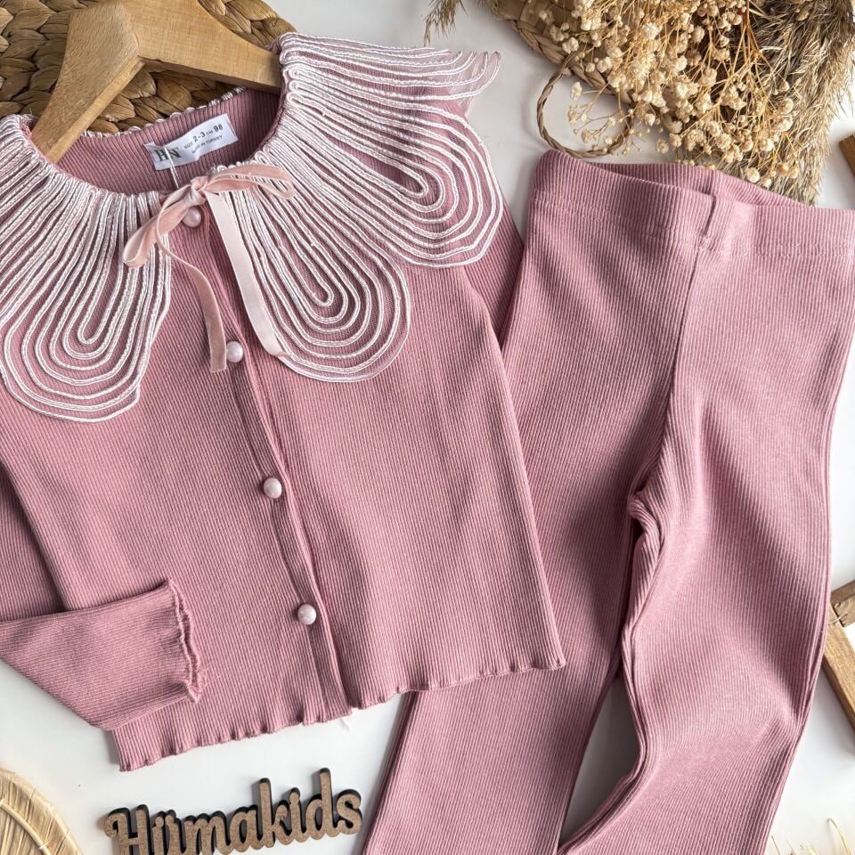 Yaka Detaylı Pembe Takım 7-8 YAŞ