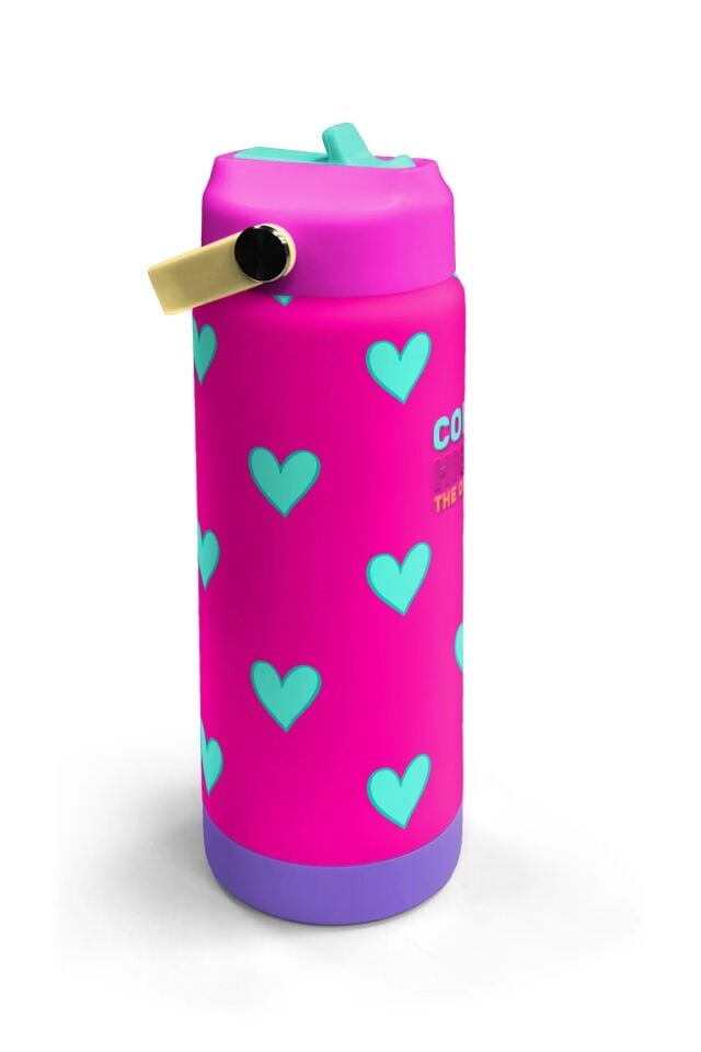 Coral High Neon Pembe Su Yeşili Kalp Katlanır Ağızlıklı Çelik Termos 650 ml 38376 Adet