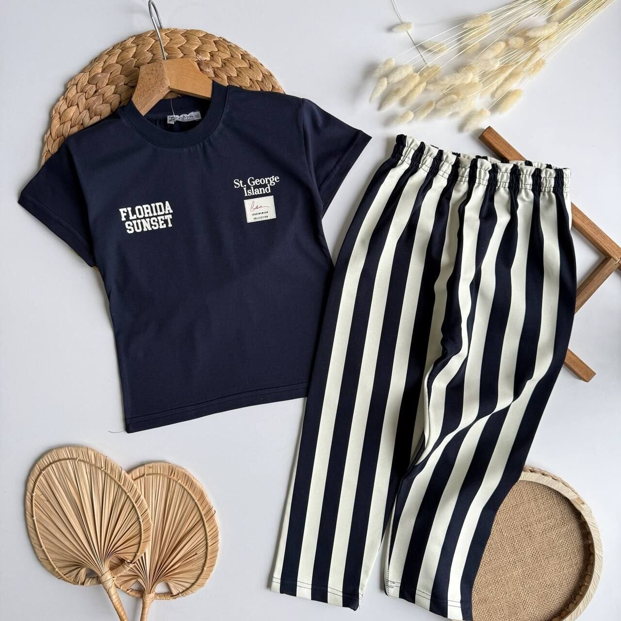 Lacivert Çizgi Baskılı Takım 9-10 YAŞ