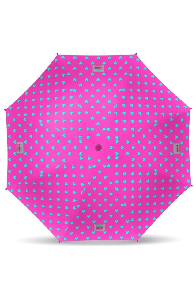 Coral High Kids Neon Pembe Su Yeşili Kalp Desenli Çocuk Şemsiyesi 12660 Adet