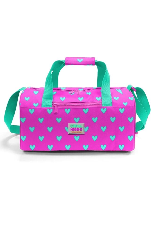 Coral High Neon Pembe Su Yeşili Kalp Desenli Spor Çantası 27513 Adet