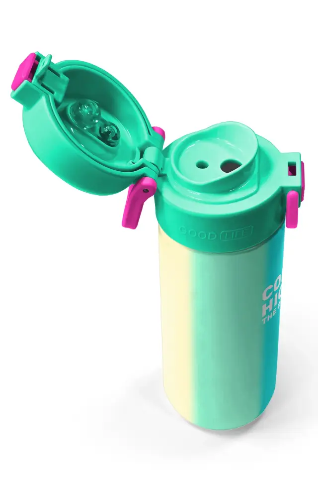 Coral High Kids Renkli Çizgili Pipetli ve Direkt İçim Çelik Termos 500 ml 31844 Adet