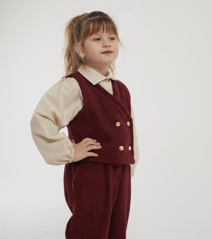 Kaşe Bordo Kız Model 3'lü Set