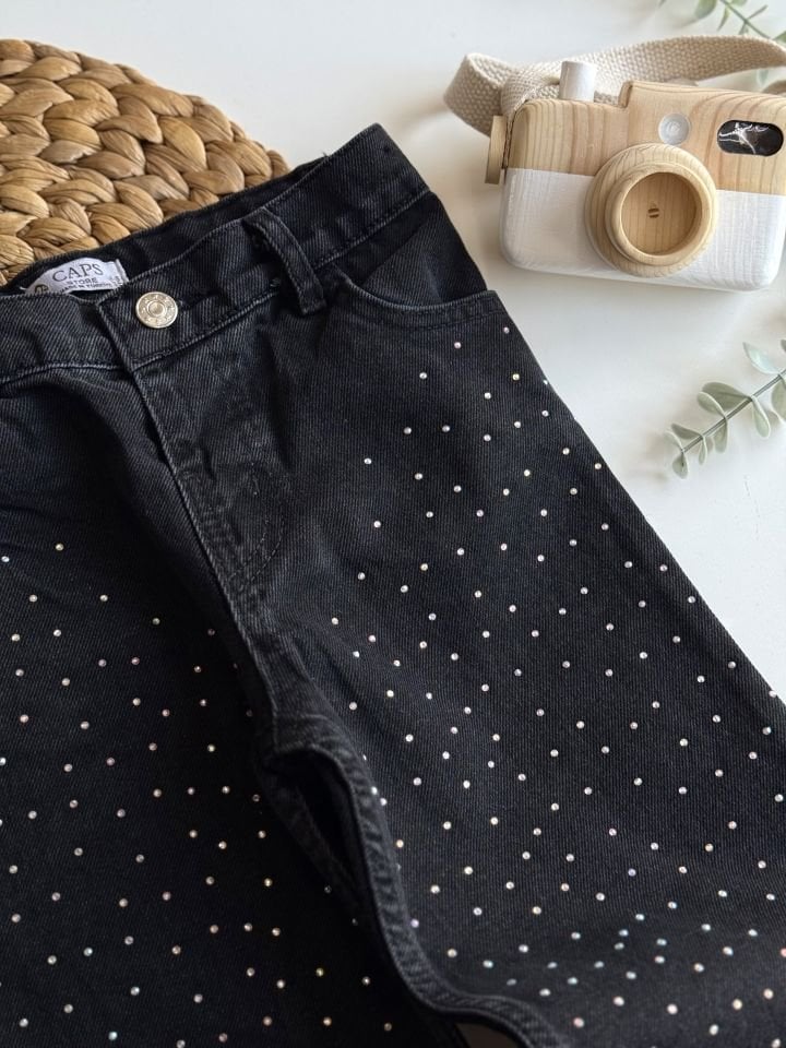 Denim Siyah Taşlı Takım