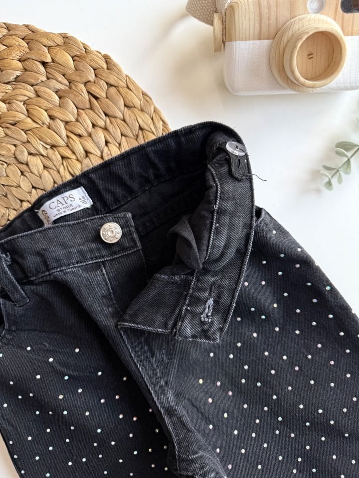 Denim Siyah Taşlı Takım