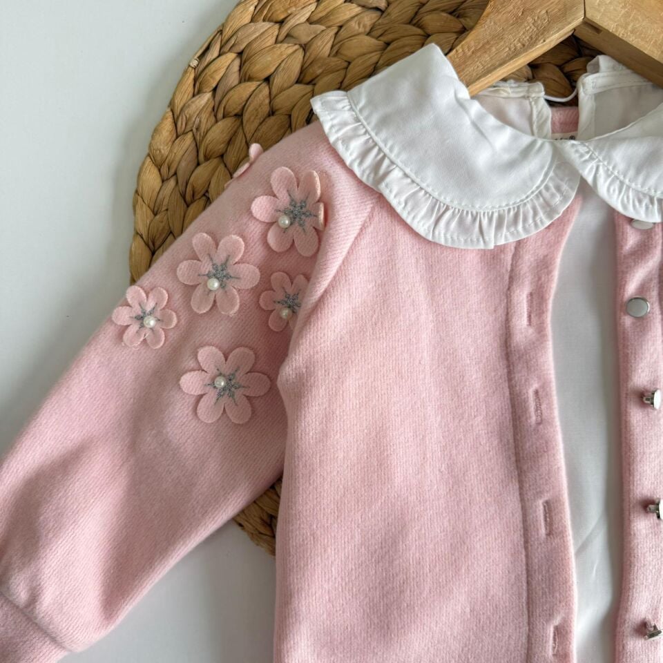 3'lü Çiçekli Triko Takım (Çanta Hedıyeli) 3 YAŞ