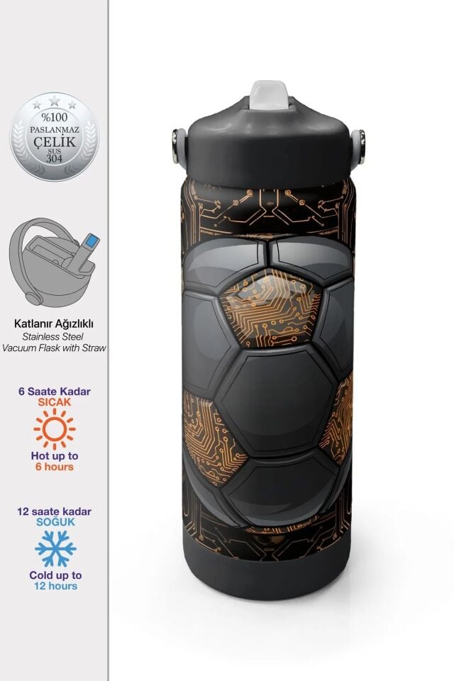 Coral High Futbol Desenli Katlanır Ağızlıklı Çelik Termos 650 ml 38317 Adet