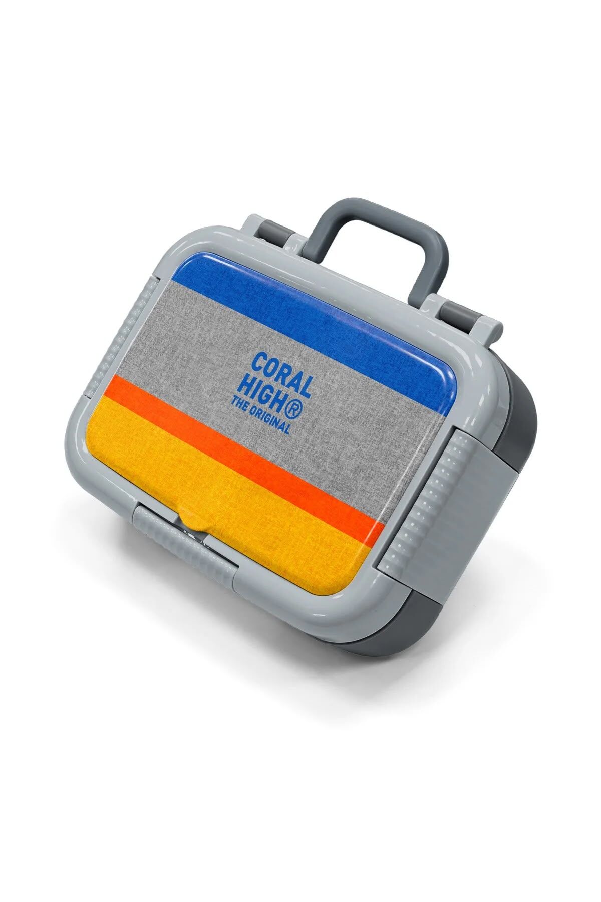 Coral High Kids Gri Sarı Çizgi Desenli Paslanmaz Çelik Beslenme Kabı 39121 Adet