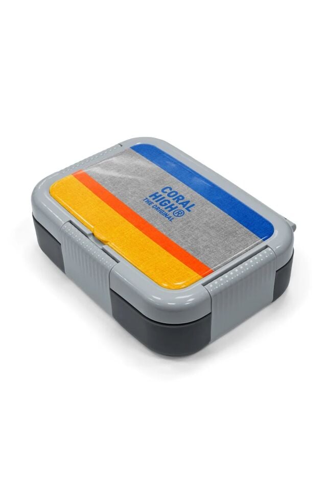 Coral High Kids Gri Sarı Çizgi Desenli Paslanmaz Çelik Beslenme Kabı 39121 Adet