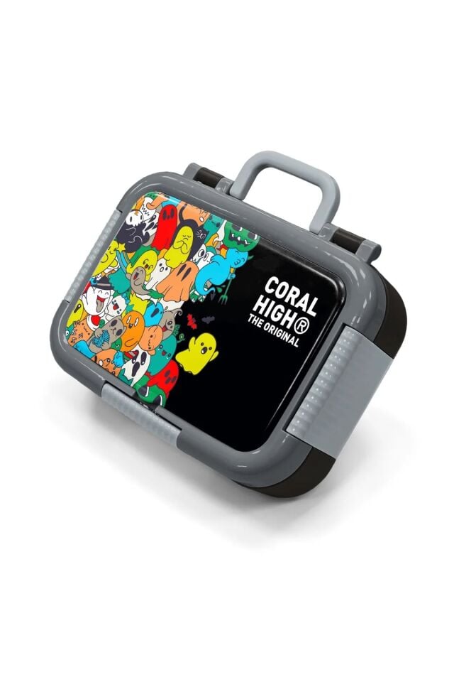 Coral High Kids Siyah Karikatür Desenli Paslanmaz Çelik Beslenme Kabı 39282 Adet