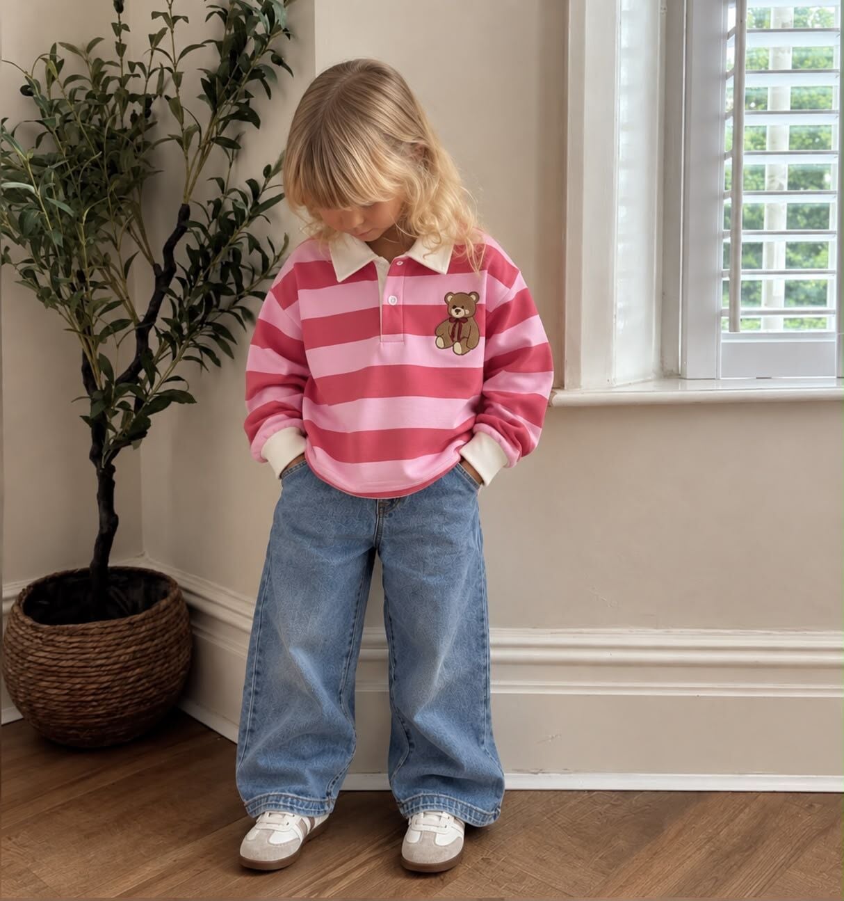 Bear İşlemeli Polo Yaka Sweat 5-6 YAŞ