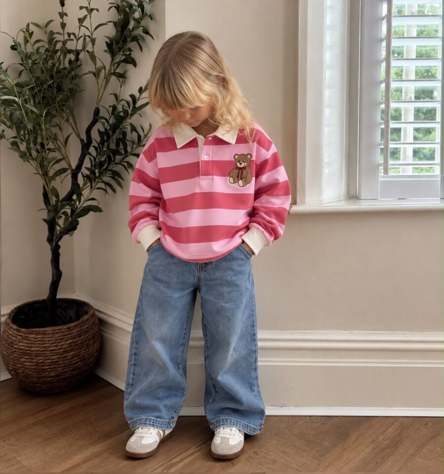 Bear İşlemeli Polo Yaka Sweat 5-6 YAŞ