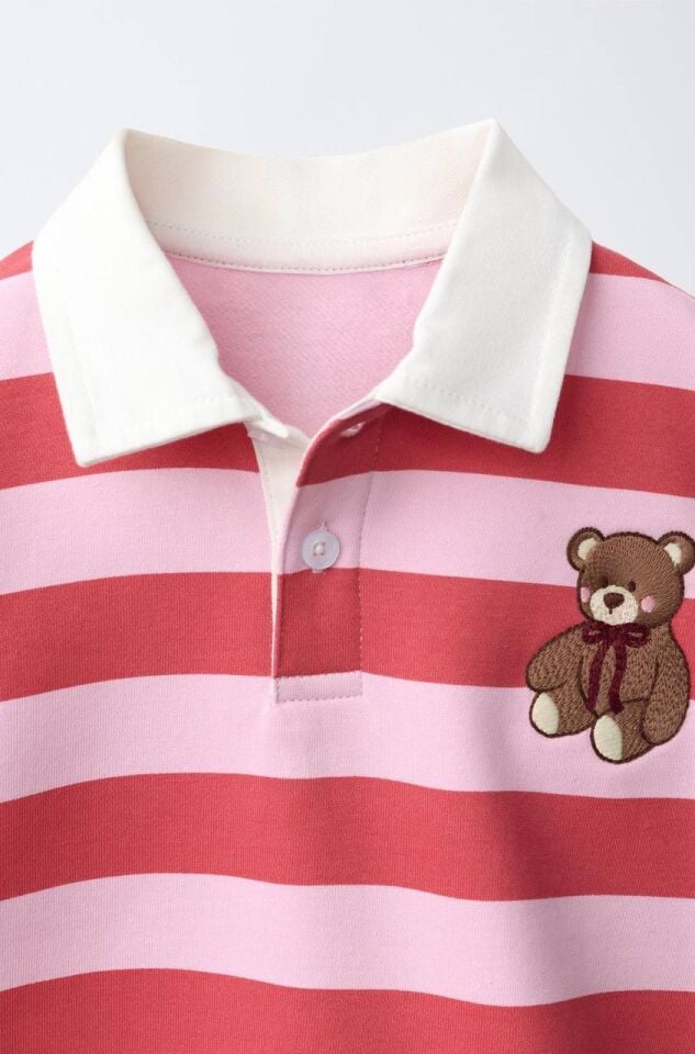 Bear İşlemeli Polo Yaka Sweat 5-6 YAŞ