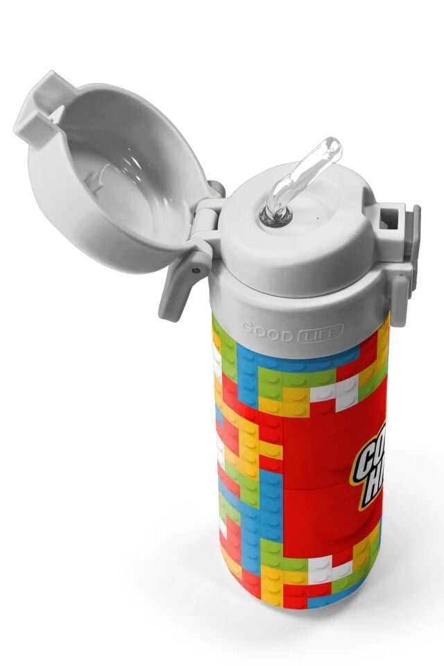 Coral High Kids Blok Desenli Pipetli ve Direkt İçim Çelik Termos 500 ml 31991 Adet