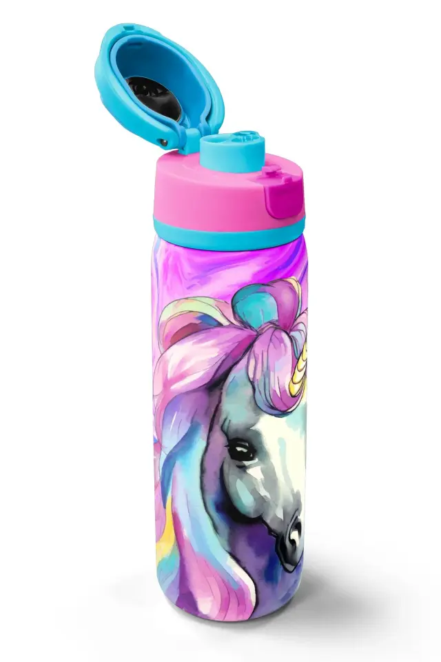 Coral High Pembe Unicorn Desenli Pipetli ve Direkt İçim Çelik Termos 800 ml 38523 Adet