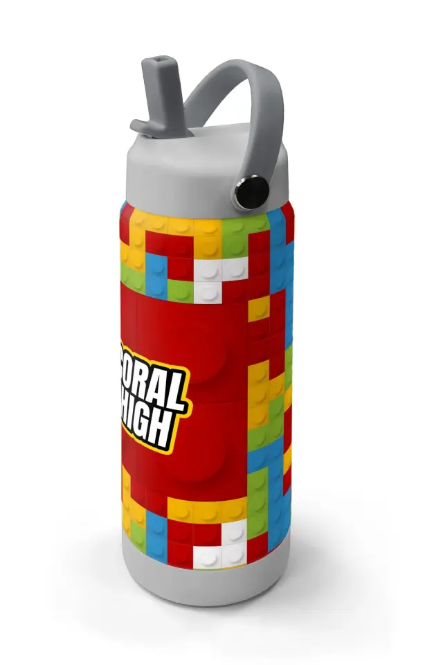 Coral High Kids Blok Desenli Pipetli ve Direkt İçim Çelik Termos 500 ml 31991 Adet