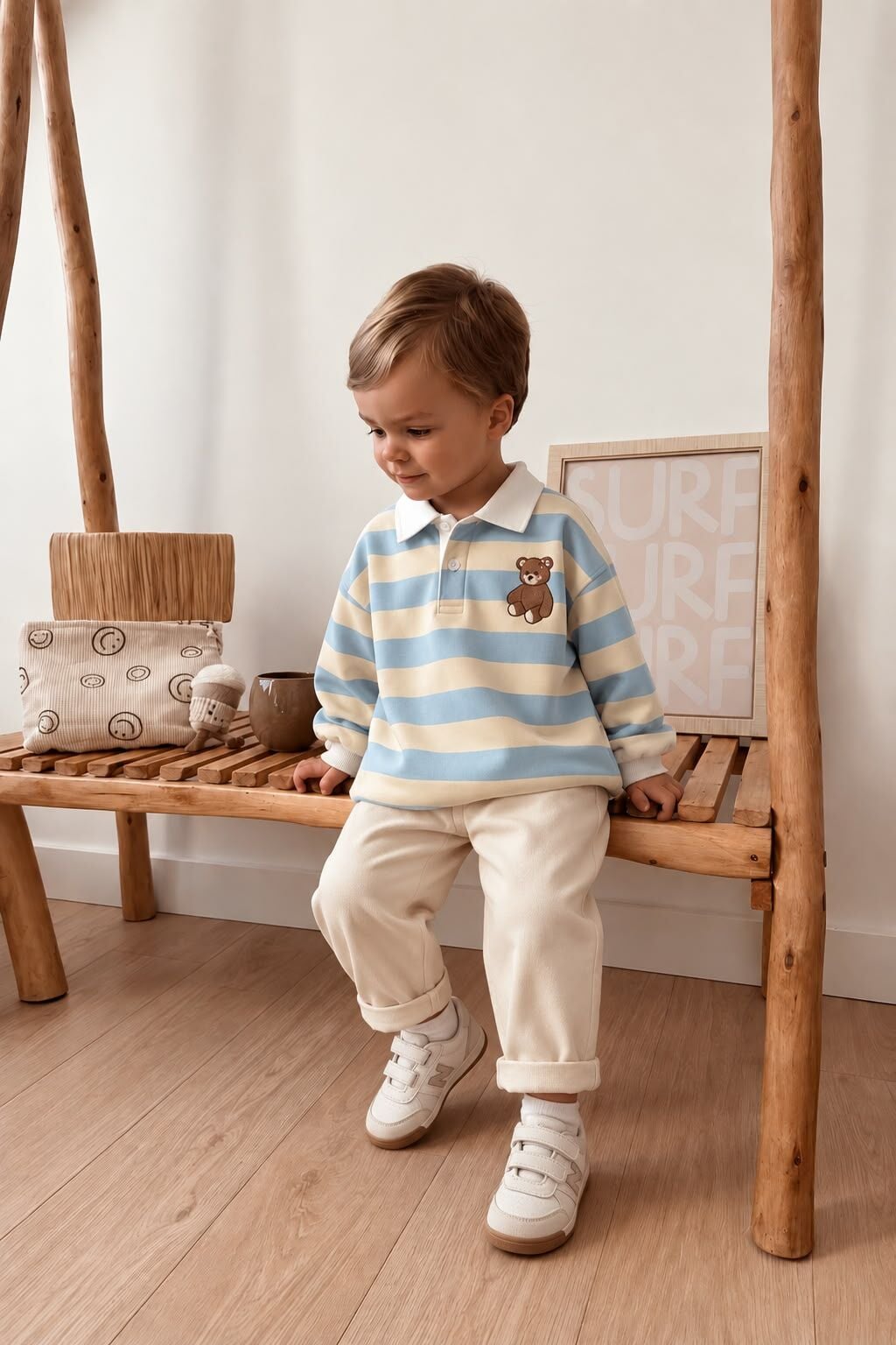 Bear İşlemeli Polo Yaka Sweat 6-7 YAŞ