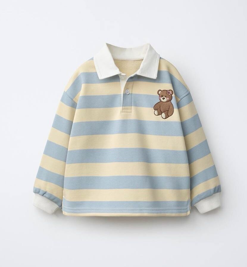 Bear İşlemeli Polo Yaka Sweat 6-7 YAŞ