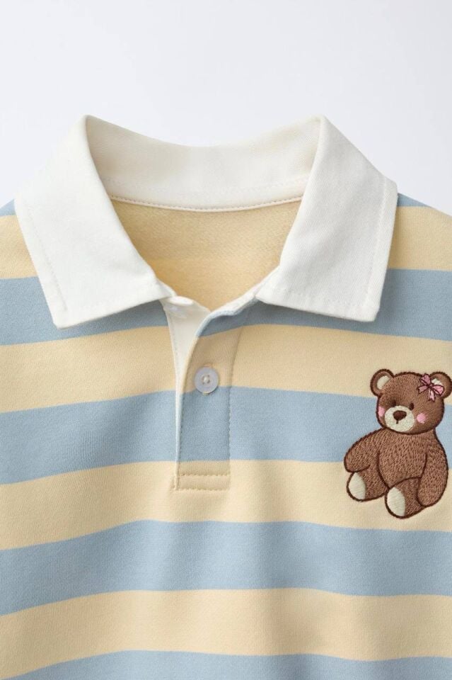 Bear İşlemeli Polo Yaka Sweat 6-7 YAŞ