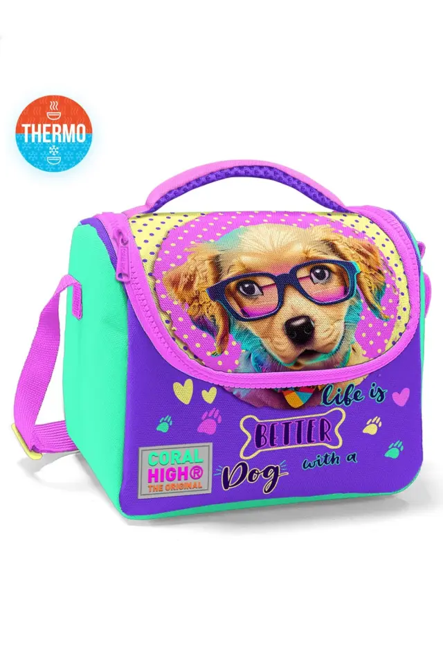 Minik Yuva Sırt Çantası Sarı Pembe Sevimli Köpek Desenli İki Bölmeli Adet