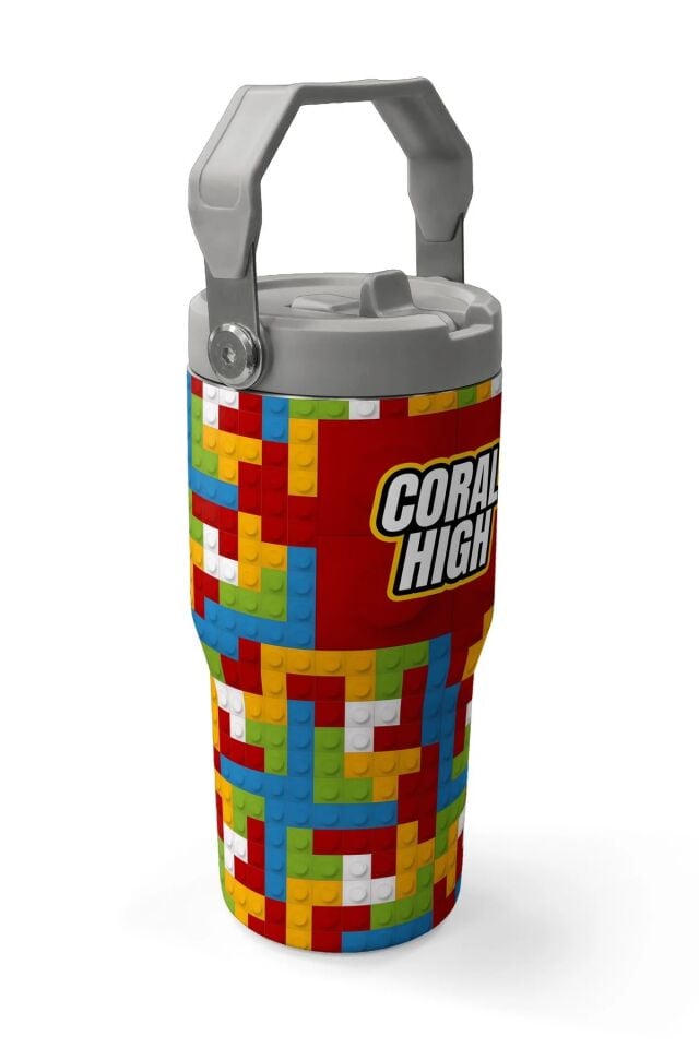 Coral High Renkli Blok Desenli Katlanır Ağızlıklı Çelik Termos 600 ml 38917 Adet
