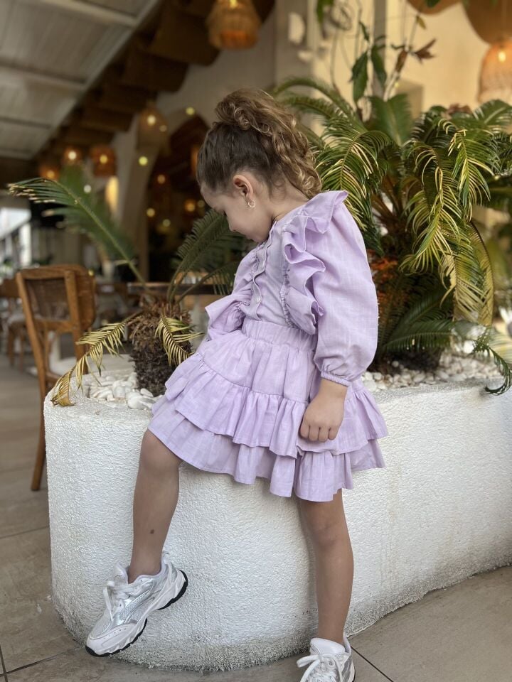 Fırfırlı Lila Mevsimlik Takım 5-6 YAŞ